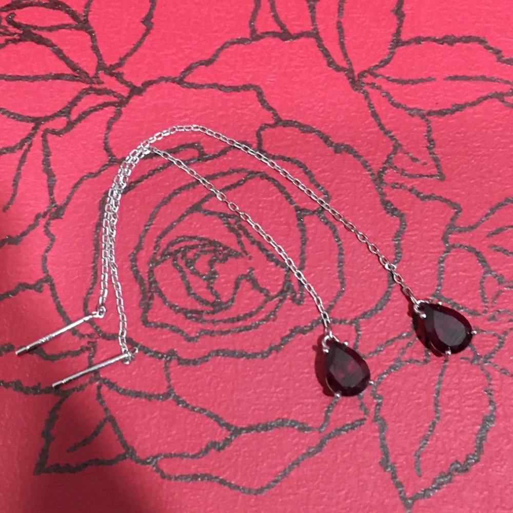 Garnet threader earrings
